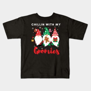 Chillin with my gnomies,Christmas funny gnomes, Merry Christmas Kids T-Shirt